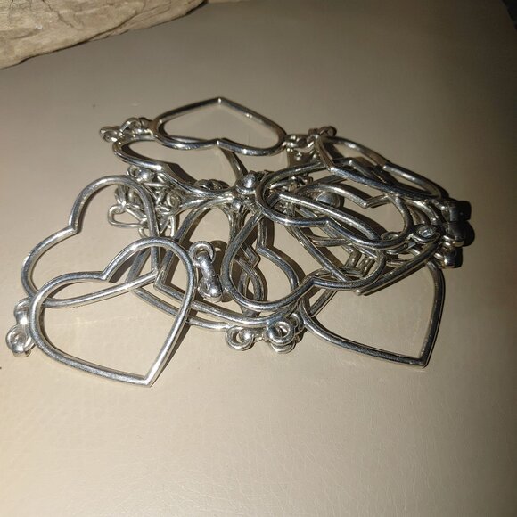 Large Vintage  Chain Belt Silver Heart-Shaped Lobster Claw Clasps Adjustable - Picture 6 of 9